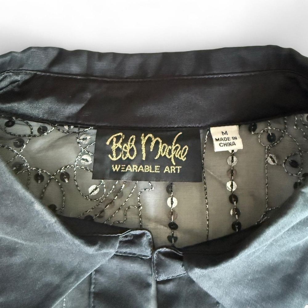 Bob Mackie Black and Silver Blouse - Picture 2 of 6
